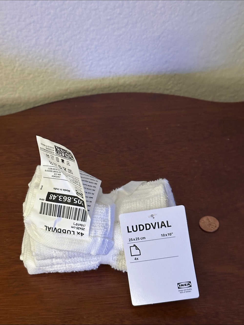 IKEA LUDDVIAL White Washcloths - 4 Pack
